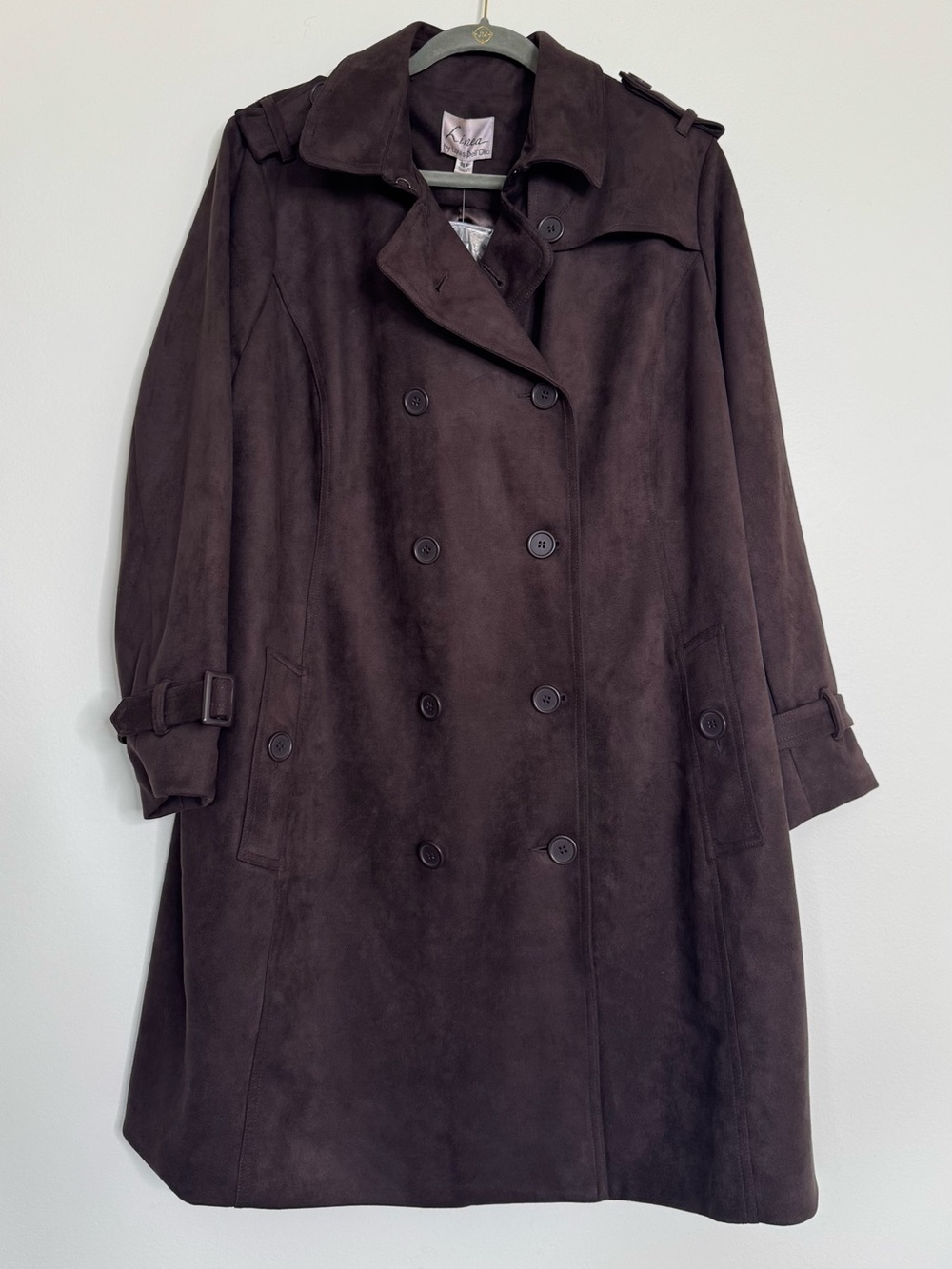 Linea by Louis Dell'Olio Dark Brown Double-Breasted Trench Coat